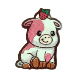 Kayla the Strawberry Cow embroidered iron-on patch